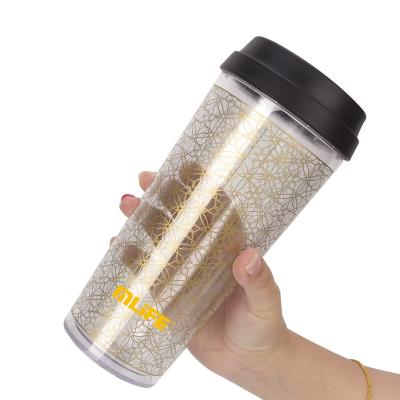 China Mlife Sustainable Reusable Double Wall 16oz BPA Free Travel Mugs AS Plastic Coffee Mugs Tumbler With Logo Customized for sale