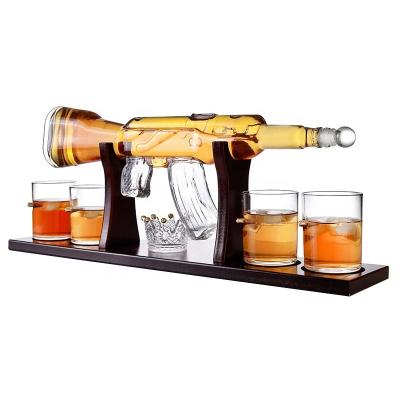 China Novelty Design Novelty Whiskey Decanter Gun Decanter Large Capacity Glass Wine Set Best Gift Gun Shape Design Personalized For Home Use for sale