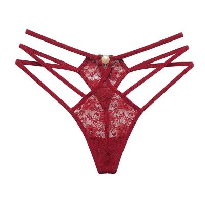 China Antibacterial Women's Sexy Lace Thong Underwear Lingerie Ladies Transparent Underwear Model Low Rise Female Panties Thongs Underwear for sale