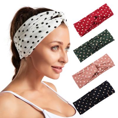 China Cloth Joker Temperament Cross Hair Band Plain Female Polka Dot Sports Single Headband Fashion Multicolor Optional Wholesale for sale