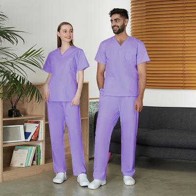 China 2022 Breathable Comfortable Medical Scrub Sets Cotton Fabric Unisex Plus Size Hospital Uniforms Suits Manufacturers, Customized Logo OEM for sale