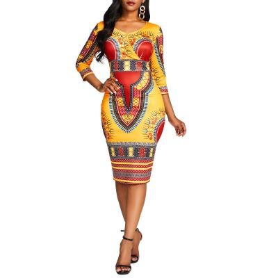 China African Kitenge Design Anti-wrinkle 2022 Fashion Print Traditional Dress Elegant Plus Size Kitenge Pattern Stylish Casual Dress For Women for sale