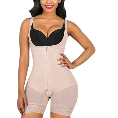 China Sheer Victorian Women's Buttlifter Training Overalls Breathable Bodycon Slimming Slim Shapewear Black And White With Front Zipper for sale