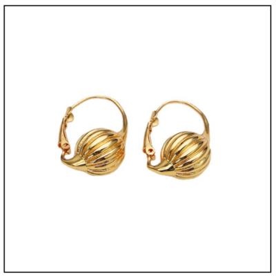 China Vivid Color Preservation Eco-friendly Vacuum Plating 18K Real Gold Circle Texture Irregular Geometric Gold Hoop Earrings for sale