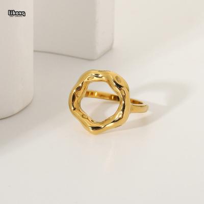 China 2021 New Fashion TRENDY Creative Women's Flower Shaped Ring With Copper Gold Plated for sale