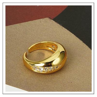 China New Fashion CLASSIC Simple Micro Zircon Jewelry Opening Couples Adjustable Brass Rings for sale