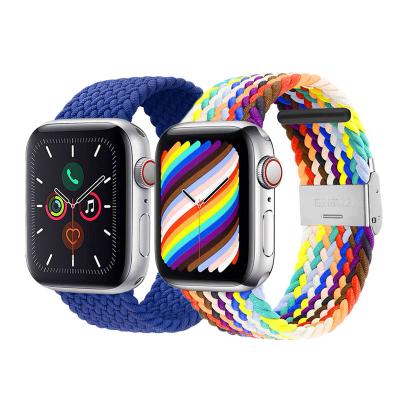 China Flexible Custom Navy Blue Braided Nylon Sports Loop 38mm 40mm Watch Band Strap For Apple for sale