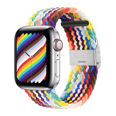 China Fashion Sport Flexible Custom Elastic Braided 40mm Watch Band Nylon Strap 44mm For Apple for sale