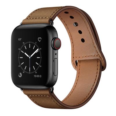 China Wholesale Flexible Buckle Leather 44mm 38mm Men Series 6 Smart Watch Band For Apple Watch for sale