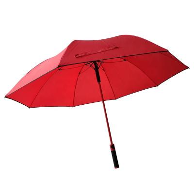 China 2021 Hot Selling Automatic Open Logo Printing Rain Golf Umbrella Fringed Red High Quality for sale