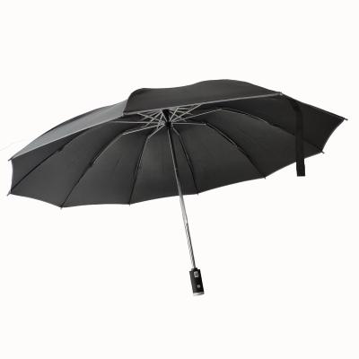 China 2021 Black Auto Umbrellas Sombrillas Umbrella 3 Folds Automatic LED Light Open And Close for sale