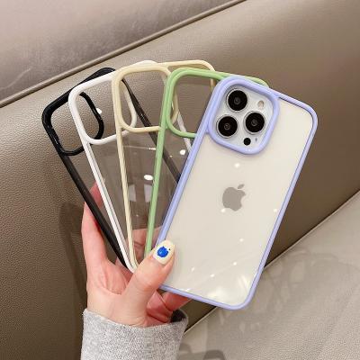 China Cool Anti-fall Phone Case For Iphone 13pro Series TPU Max Soft Phone Case Transparent Shockproof With Colorful Frame for sale