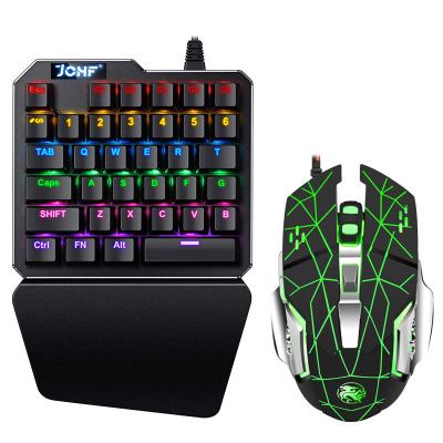 China JCHF Plug & Play One Handed Gaming Keyboard RGB Light Color Wired Keyboard and Mouse Combo One-Hand for Mobile Phone Feel Mechanical Keyboard for sale