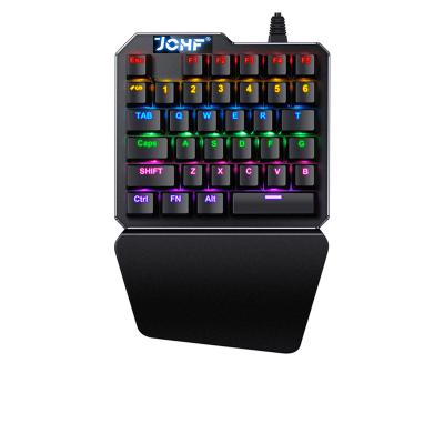 China JCHF Plug & Play One Handed RGB Light Gaming Keyboard Wired Single Handed Keyboard For Mobile Phone MINI Mechanical Feel Keyboard for sale