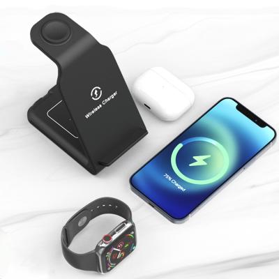 China Light weight 18w 3 In 1 Fast Wireless Charging Stand X456 Wireless Charger For Phone Earphone Watch Charging for sale