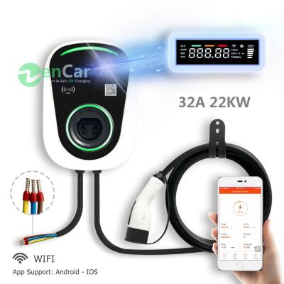 China New designed 22KW WIFI EV charging station wallbox EV wall mounted charger 237mm*343mm*115mm for sale