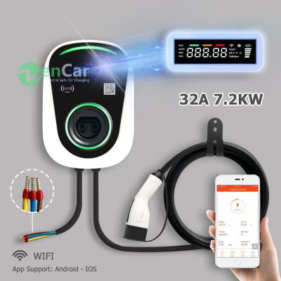 China New designed wall mounted EV 32A 7.2KW WIFI charging station enabled with type - 2 plug 237mm*343mm*115mm for sale