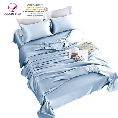 China Modern luxury 100% pure chinese mulberry silk bedding/silk bed sheet set with pillow case for sale