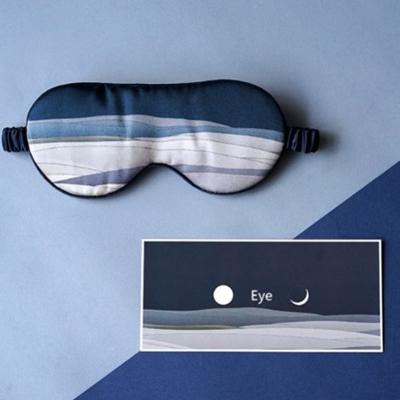 China Custom Logo Anti-puffiness 19momme Adjustable Strap Mulberry Gray Silk Eye Mask Covers For Sleep for sale