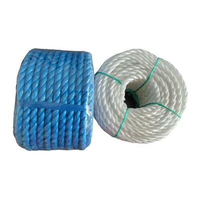 China Durable High Quality Colorful Blue Polypropylene Split Film 3 Strands PP Twisted Rope Truck Rope PP Draw Rope for sale