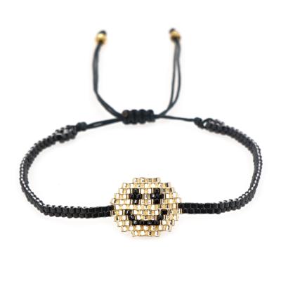 China BOHEMIA Go2BoHo Smiley Bracelet Boho Fashion Jewelry Gold and Black Miyuki Seed Bead Handmade Woven Bracelets for Women Jewelry Gift for sale