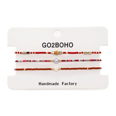 China Go2BoHo Cute 3 Pieces Stack Bracelet Set Fashion Bead Solitaire Jewelry Miyuki Seed Beaded Simple Multicolor Bracelets For Women for sale