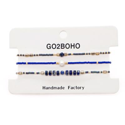 China Go2BoHo 3pcs/lot Tasty Cute Solitaire Bead Bracelet Set Fashion Jewelry Miyuki Seed Bead Natural Stone Simple Bracelets For Women for sale