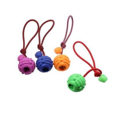 China Sustainable Training Leaky Dog Food , Round Ball With Rope Puppy Toothbrush Chew Toy Dog Interactive Toy for sale