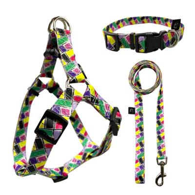 China Padded Pet Supplies Custom Leashes Sublimation Polyester Dog Harness Collars Set, Pet Leash and Collars Harness for sale