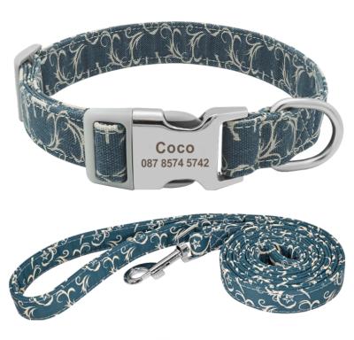 China Padded Custom Personalize Strong Design Dog Collar And Leash for sale