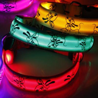 China Padded Adjustable Luminous Fluorescent Flash Dog Training Collars Pet Supplies Dogs LED Collars for sale