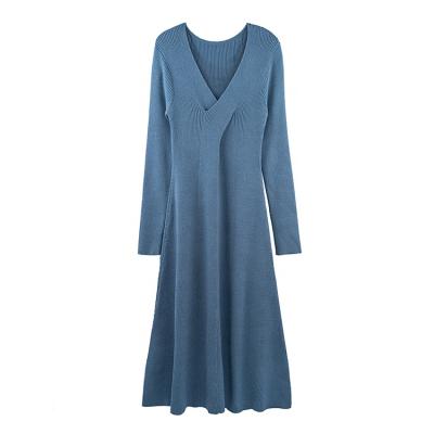 China RUYA Custom Made Long Sleeve Fashion Casual Women Knitted Autumn Winter Midi Dress High Quality for sale