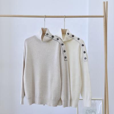 China Anti-wrinkle OEM custom 100% cashmere knitted quality designer sweaters winter turtle neck pullovers sweater for women for sale