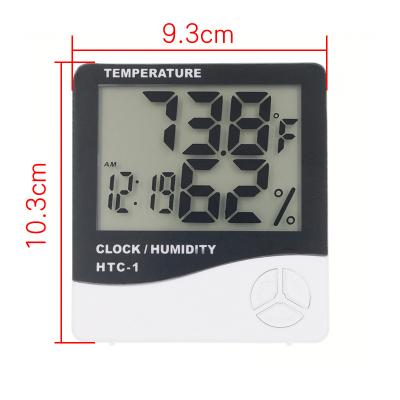 China HTC-1 HTC-2 Standard Home Humidity Temperature Digital LCD Display Hygrometer Thermometer Indoor Outdoor Weather Station with Clock for sale