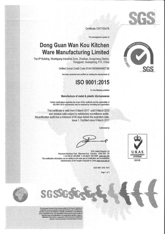 ISO9001 - Wan Kou Kitchen Ware Manufacturing Limited