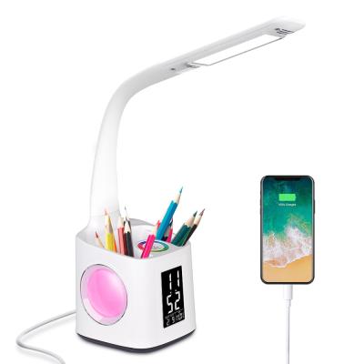 China Modern Modern Hot Seller In Amazon Smart Desk Lamp With Charging Pen Holder Study Table Lamp Night Light for sale