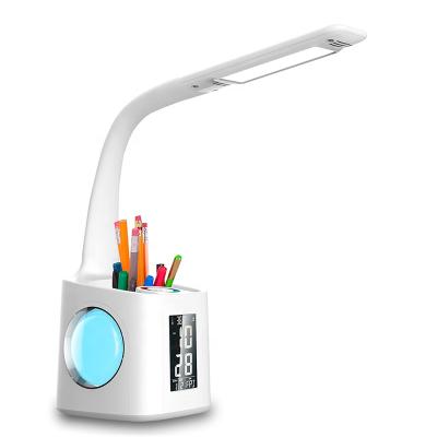 China Adjustable LCD Screen Display LCD Screen Display RGB Desk Lamp With Charging 10w Colorful Lamps Dimmable Pen Holder Led Lamp Table for sale