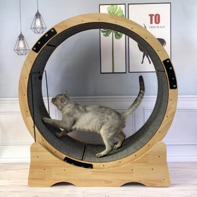 China Factory Sale Stocked Wooden Supplies Toy Pet Exercise Running Wheel Cat Wheel Pet Treadmill for sale