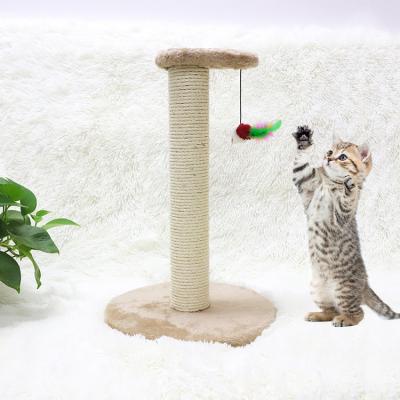 China New Sustainable Sisal Cat Scratch Post Cat Tree Scratcher Post With Bottom Board Ball for sale