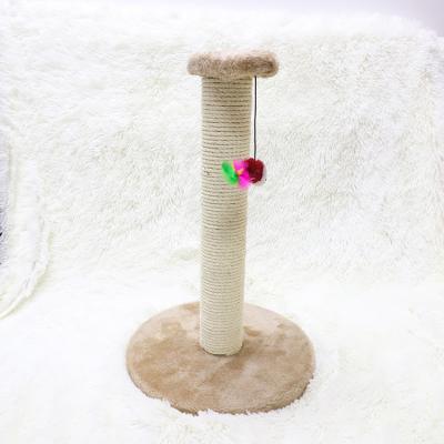 China Low Price Sale Wooden Cat Toy Cat Scratching Post With Tease Stocked Toy for sale