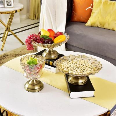 China Modern Light Luxury Viable Crystal Home Candy Jar Vase Fruit Dish Set Home Furnishing Dried Fruit Dish Creative Decoration for sale