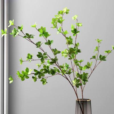 China Hot Sale Cheap Bouquet Natural Green Latex Leaves Artificial Stem Leaves Stem For Home Decoration for sale