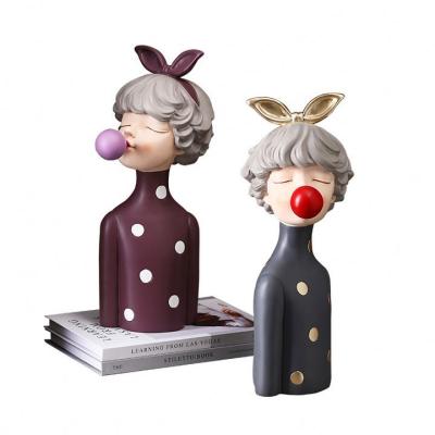 China hot selling modern minimalist home living room figurines girl bubble resin bubble girl desktop statues decoration for sale