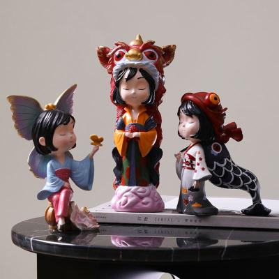 China Creative China Lovely Girl Bedroom Girl Resin Ornaments Room Girl Resin Desktop Statues For Home Decor for sale