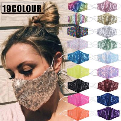 China Newest Party Bling Luxury Reusable Christmas Sequin Mask Halloween Cotton Fashion Face Party Glitter Masks for sale