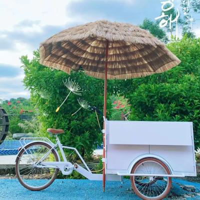 China 100kg Retro Coffee Bike for Street Mobile Coffee Trike Shop Bicycle Fast Food Cart Bike for sale