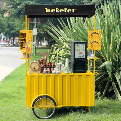 Chine Isolement en acier inoxydable verre trempé Vente de rue extérieure 3 roues Café vélo à vendre