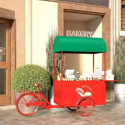 China Food Cake Display Tricycle Perfect for Customized Food Vending and Ice Cream Delivery for sale