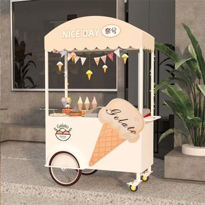 China Hand Push Shopping Vending Cart for Meat Processing Plants Mobile Ice Cream Cart for sale