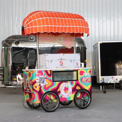 China 2023 New design coffee tricycle bike food cart for mobile business Ice Cream Cart Gelato Bike for sale